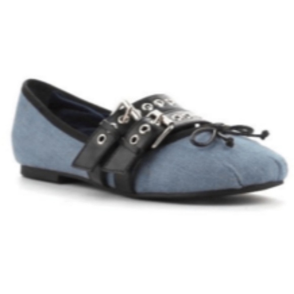 Sold! Wrap Around Denim Ballet Flats - Picture 3 of 7